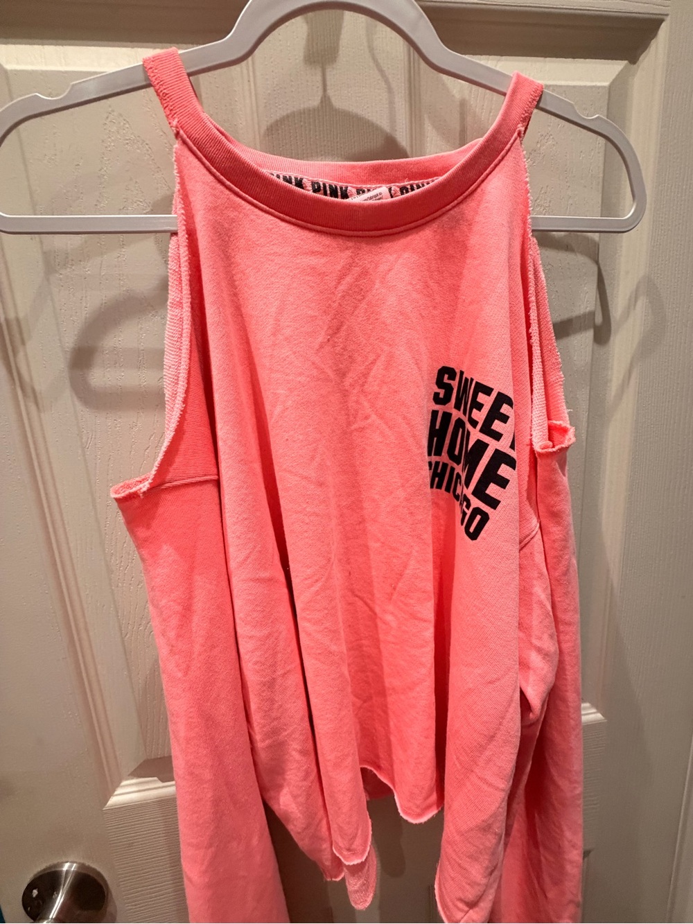 Victoria's Secret neon Pink Cold-Shoulder Sweatshirt